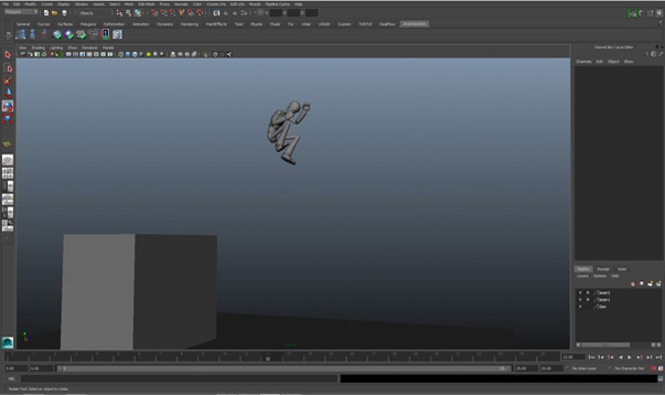 Img 3: Breakdown applicato al character 3D sottoposto ad animazione. Questa particolare posa definisce la modalita' del passaggio tra le due pose chiave principali.
